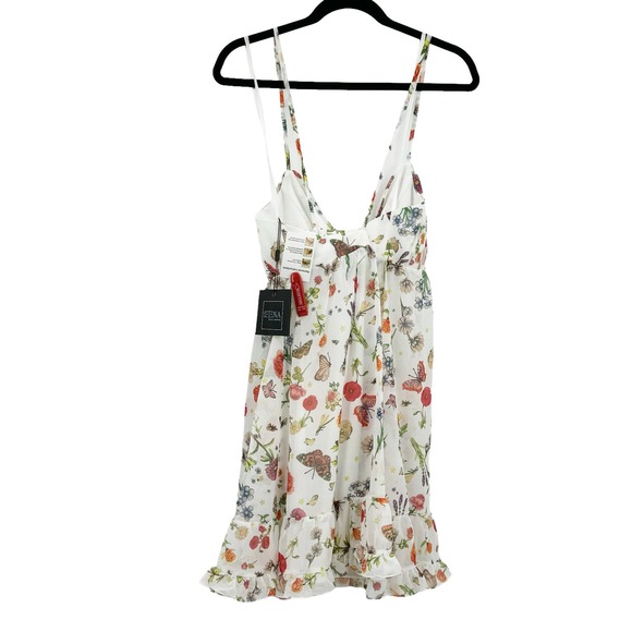 Mac Duggal Floral Butterfly Spaghetti Straps Plunge V Neck Mini Dress Size 6 NWT - Picture 6 of 11